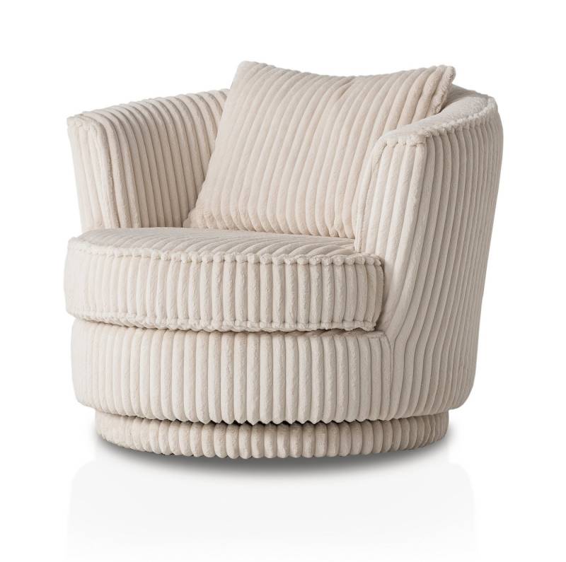 Furn.Design Loveseat Comfy (Komfortsessel in wollweiß Mega Cord, inkl. Kissen, Ø 95 cm), 360° drehbar von Furn.Design