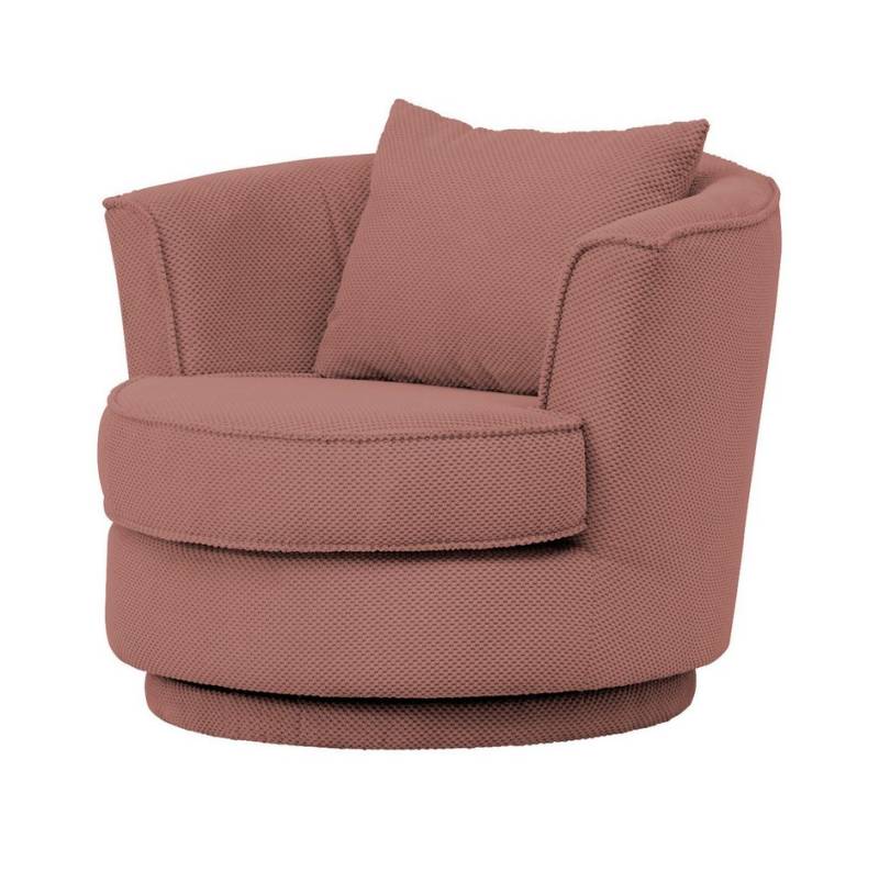 Furn.Design Loveseat Comfy (Komfortsessel in Terracotta Web-Velour, inkl. Kissen, Ø 95 cm), 360° drehbar von Furn.Design