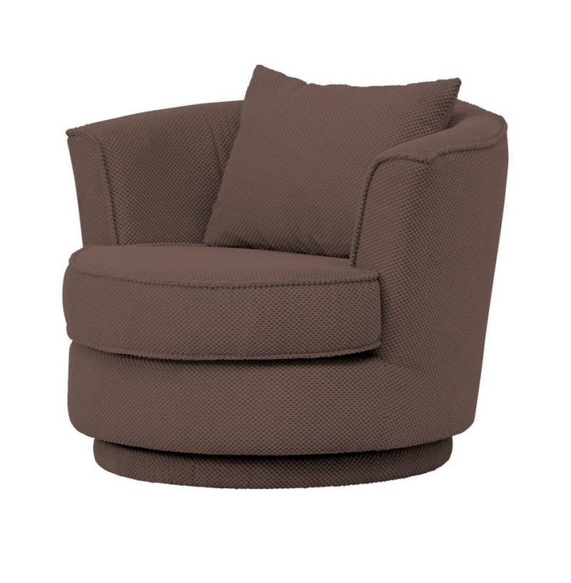 Furn.Design Loveseat Comfy (Komfortsessel in braun Web-Velour, inkl. Kissen, Ø 95 cm), 360° drehbar von Furn.Design