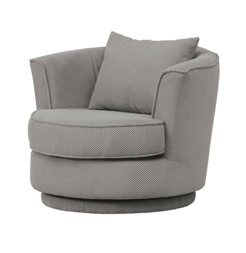 Furn.Design Loveseat Comfy (Komfortsessel in grau Web-Velour, inkl. Kissen, Ø 95 cm), 360° drehbar von Furn.Design