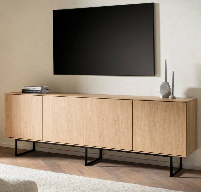 Furn.Design Lowboard Breda (TV Unterschrank in Eiche Dekor, BxH 200 x 70 cm), Komforthöhe, 8 Fächer, mit Push-To-Open von Furn.Design