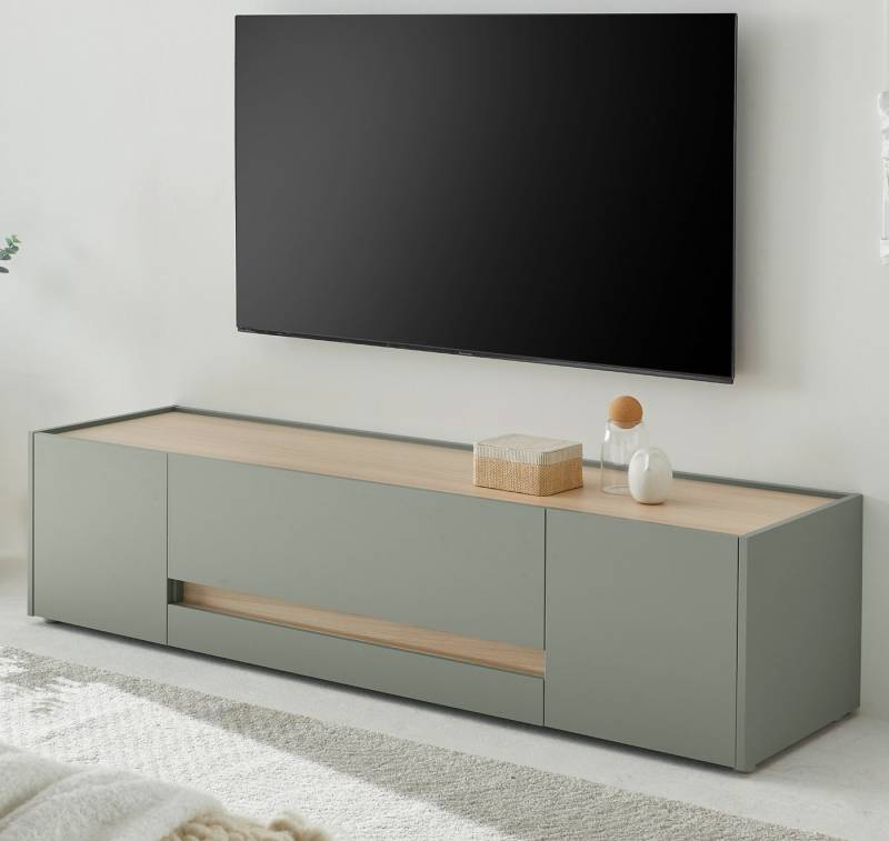 Furn.Design Lowboard Center (Flat TV Unterschrank in Salbei Grün mit Eiche, Breite 170 cm / bis 70), mit viel Stauraum von Furn.Design