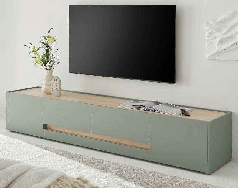 Furn.Design Lowboard Center (TV Unterschrank in Salbei Grün mit Eiche, Breite 220 cm), mit viel Stauraum von Furn.Design
