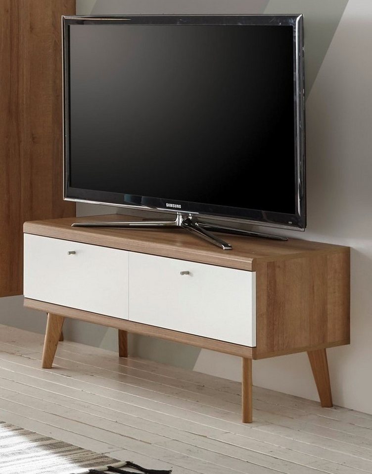 Furn.Design Lowboard Helge (TV-Unterteil in weiß und Eiche Riviera, 107 x 50 cm), skandinavisches Design von Furn.Design