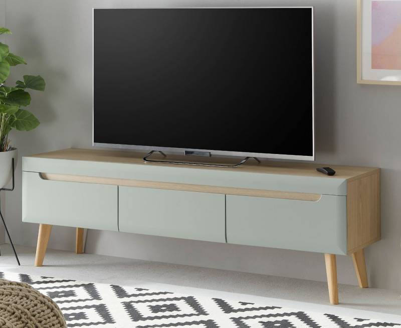 Furn.Design Lowboard Isgard (TV Unterschrank in Pistazie und Scandi Eiche, 160 x 50 cm), mit Vollauszug von Furn.Design