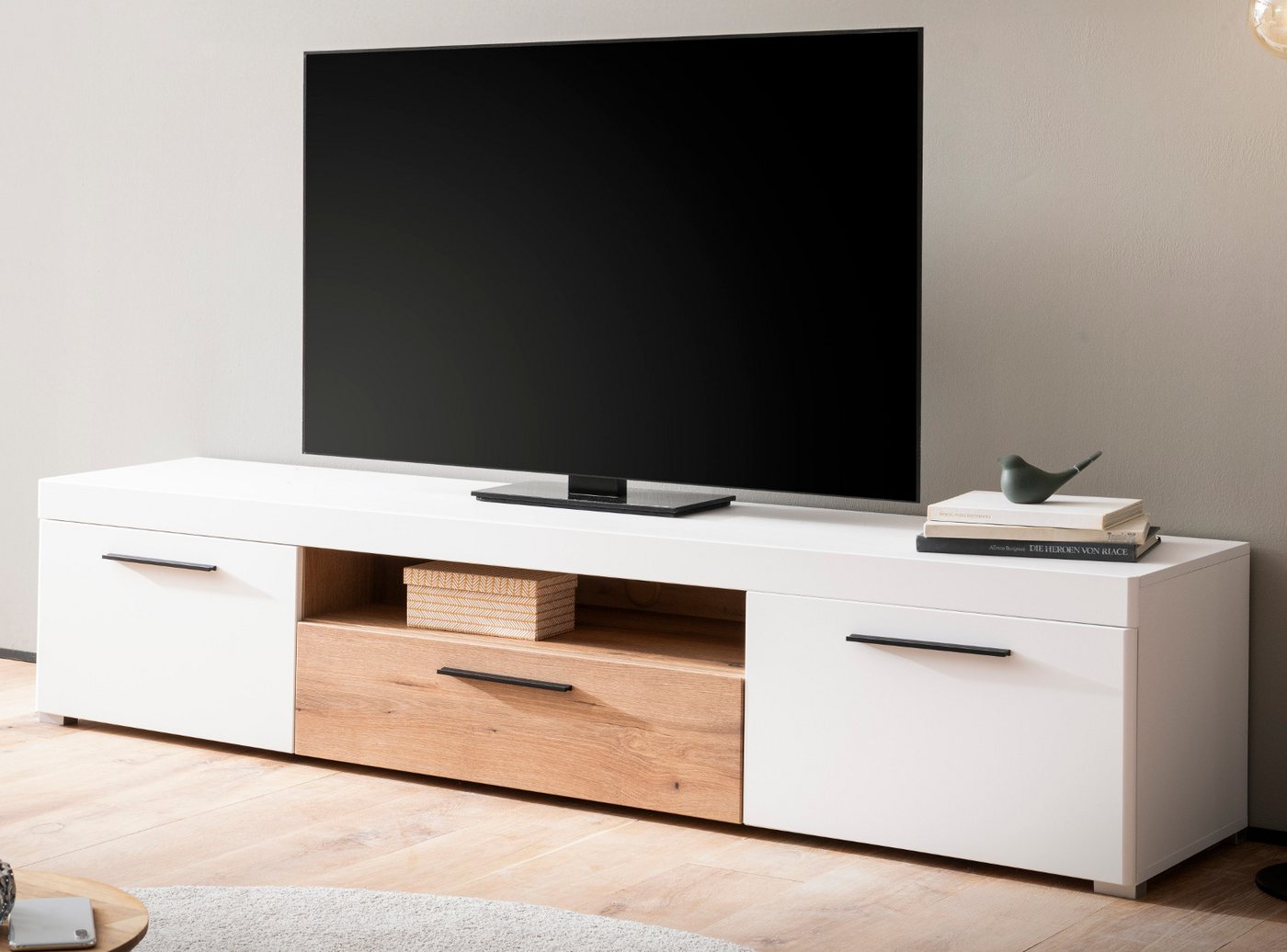 Furn.Design Lowboard Lavell (TV Unterschrank in weiß matt mit Eiche, Breite 205 cm), mit Soft-Close-Funktion von Furn.Design