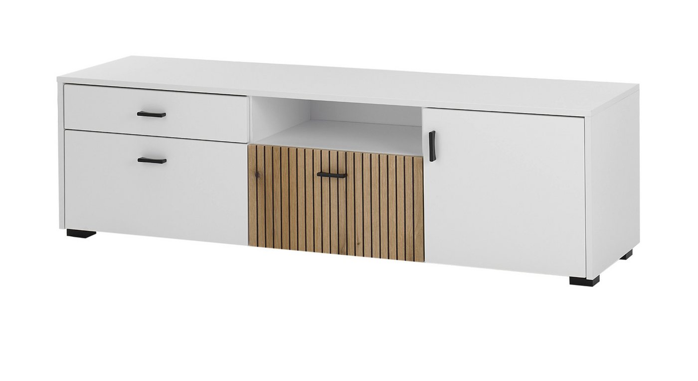 Furn.Design Lowboard Merced (TV Unterschrank in weiß mit Eiche, Breite 150 oder 200 cm), Soft-Close von Furn.Design