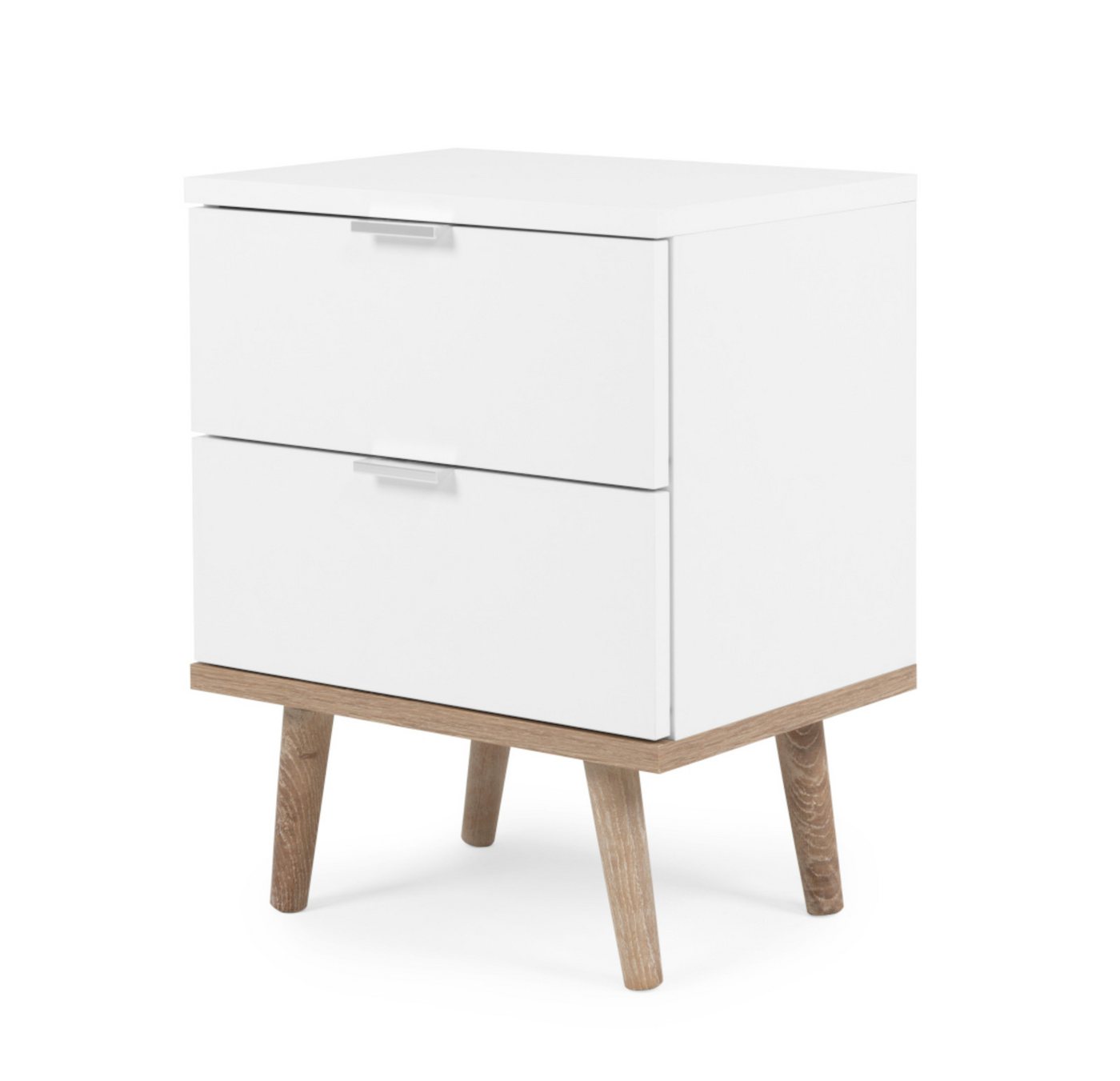 Furn.Design Nachttisch Lundby (Nachtkommode in weiß mit Eiche Sonoma, 40 x 52 cm), skandinavisches Design von Furn.Design