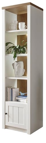Furn.Design Regal in weiß Pinie und Eiche hell, Landhaus Standregal 50 x 198 cm, Seyne von Furn.Design