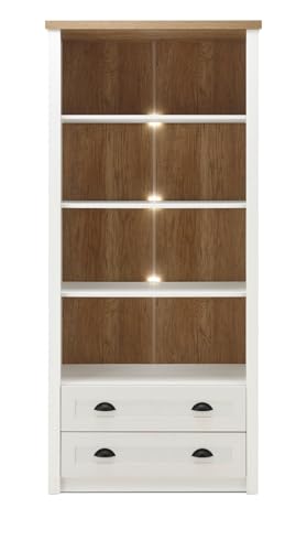 Furn.Design Regal in weiß Pinie und Eiche hell, Landhaus Standregal 90 x 198 cm, Seyne von Furn.Design