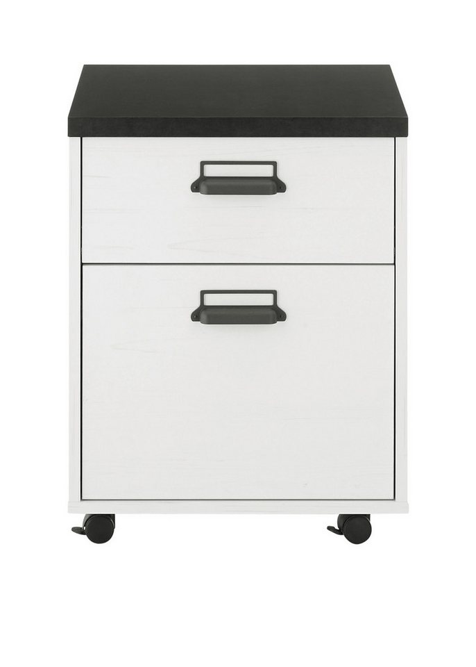 Furn.Design Rollcontainer Stove, (Schreibtischcontainer in Pinie weiß und Anthrazit, 47 x 60 cm), mit Soft-Close von Furn.Design