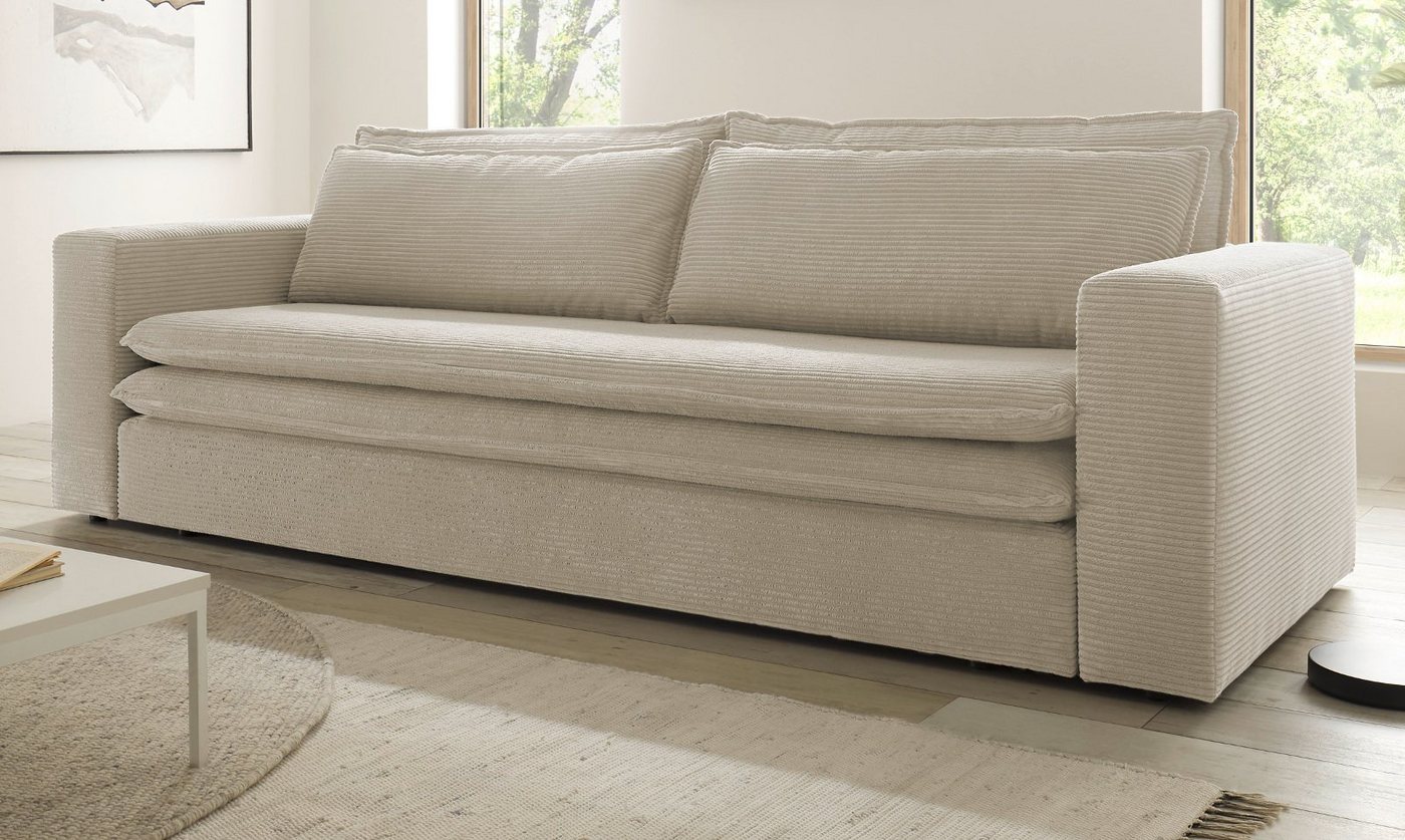 Furn.Design Schlafsofa Pesaro, Sofa 3-Sitzer Cordbezug, 4 Farben, ausklappbar von Furn.Design