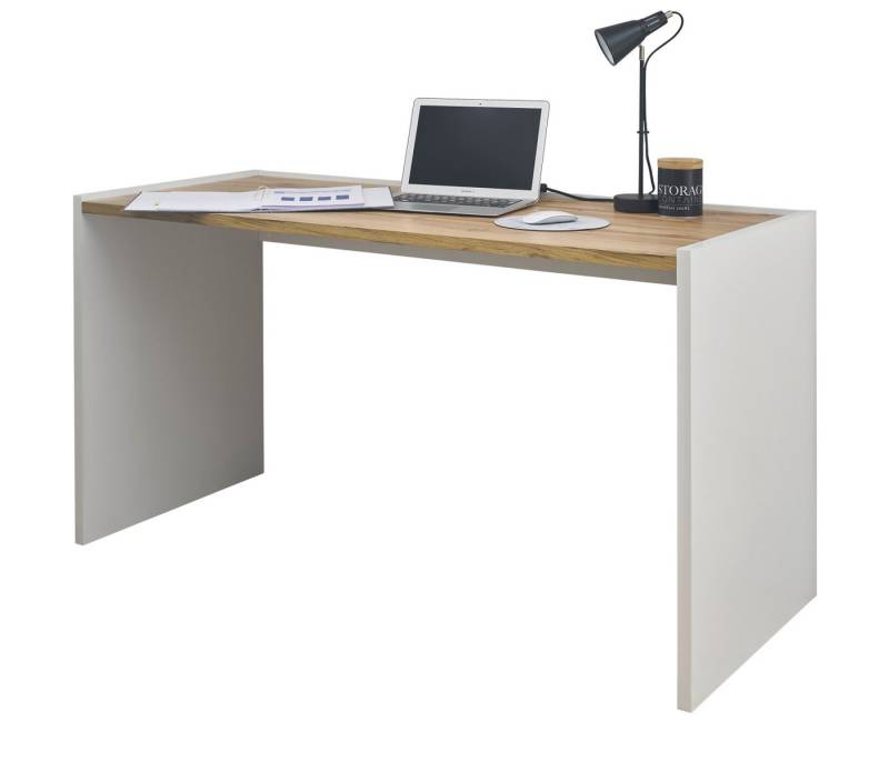 Furn.Design Schreibtisch Center (Laptoptisch in weiß mit Eiche, 143 x 62 cm) von Furn.Design