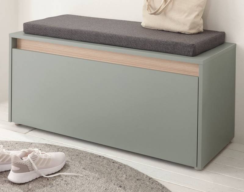 Furn.Design Schuhbank Center (Garderobenbank in Salbei Grün mit Eiche, 100 x 45 cm), mit 4 Fächern von Furn.Design