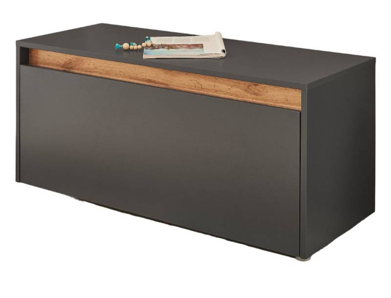 Furn.Design Schuhbank Center (Garderobenbank in grau matt mit Wotan Eiche, 100 x 45 cm), mit 4 Fächern von Furn.Design