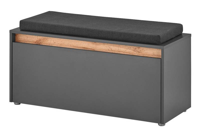 Furn.Design Schuhbank Center (Garderobenbank in grau matt mit Wotan Eiche, 100 x 45 cm), mit 4 Fächern von Furn.Design