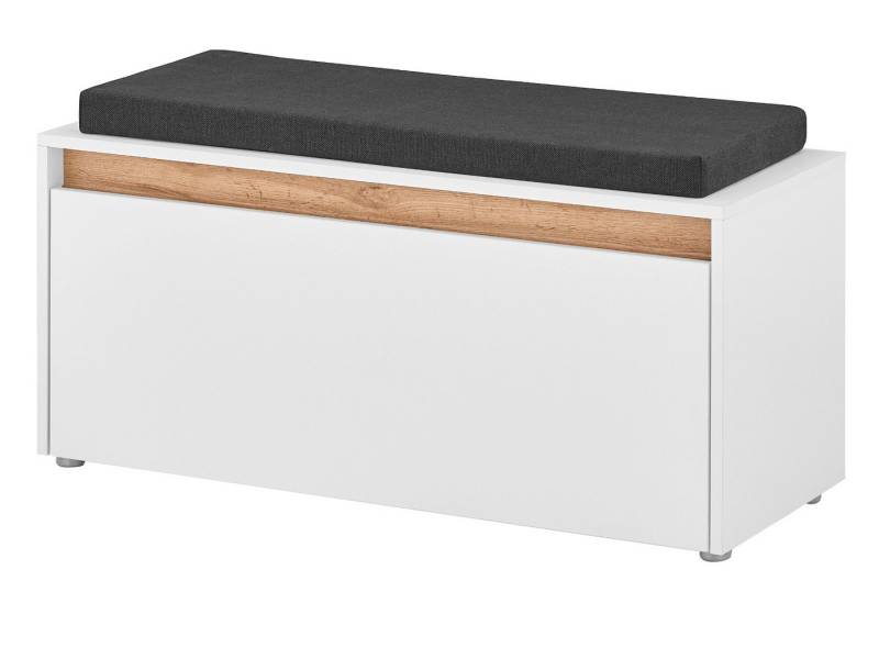 Furn.Design Schuhbank Center (Garderobenbank in weiß matt mit Wotan Eiche, 100 x 45 cm), mit 4 Fächern von Furn.Design