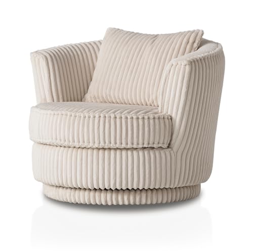 Furn.Design Sessel in beige/wollweiß Mega-Cord Drehsessel 360° drehbar inklusive Kissen Comfy (Wollweiß) von Furn.Design