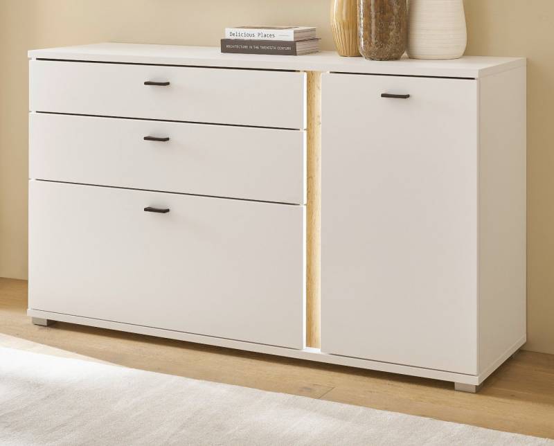 Furn.Design Sideboard Bellport (Kommode in weiß matt mit Wotan Eiche, 150 x 86 cm), mit Soft-Close und LED-Beleuchtung von Furn.Design
