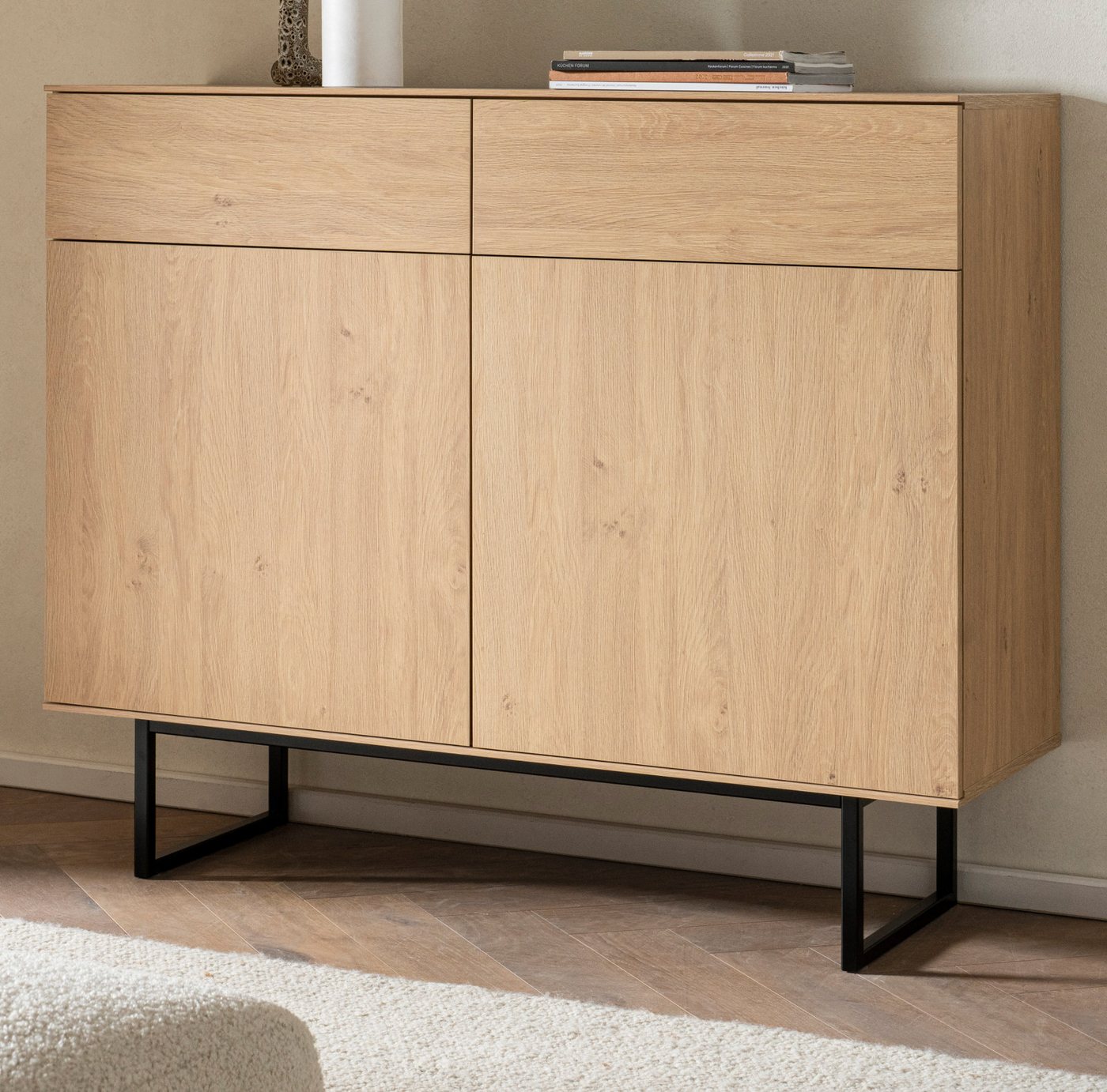 Furn.Design Sideboard Breda (Kommode in Stone Eiche Dekor, 115 x 98 cm), mit Push-To-Open-Funktion von Furn.Design