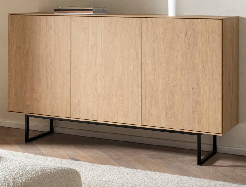 Furn.Design Sideboard Breda (Kommode in Stone Eiche Dekor, 3-türig, 150 x 90 cm), mit Push-To-Open-Funktion von Furn.Design