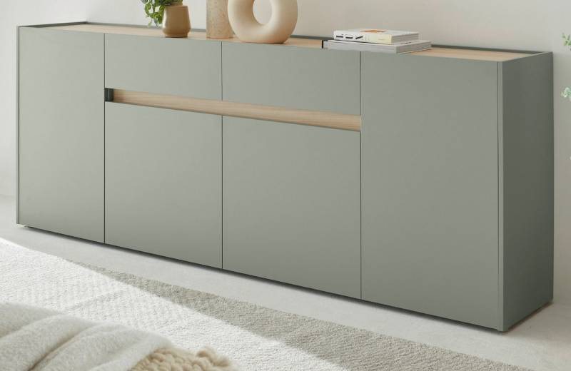 Furn.Design Sideboard Center (große Kommode in Salbei Grün mit Eiche, 4-türig, 223 x 87 cm), mit 8 Fächern und 2 Schubladen von Furn.Design