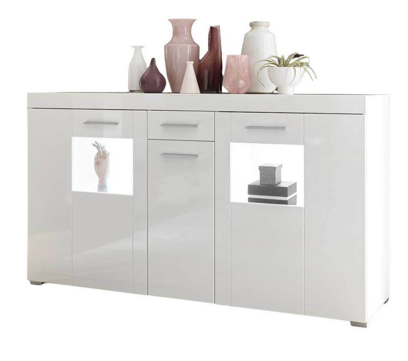 Furn.Design Sideboard Crucero (Kommode in weiß Hochglanz, 3-türig, 144 x 82 cm), mit viel Stauraum von Furn.Design