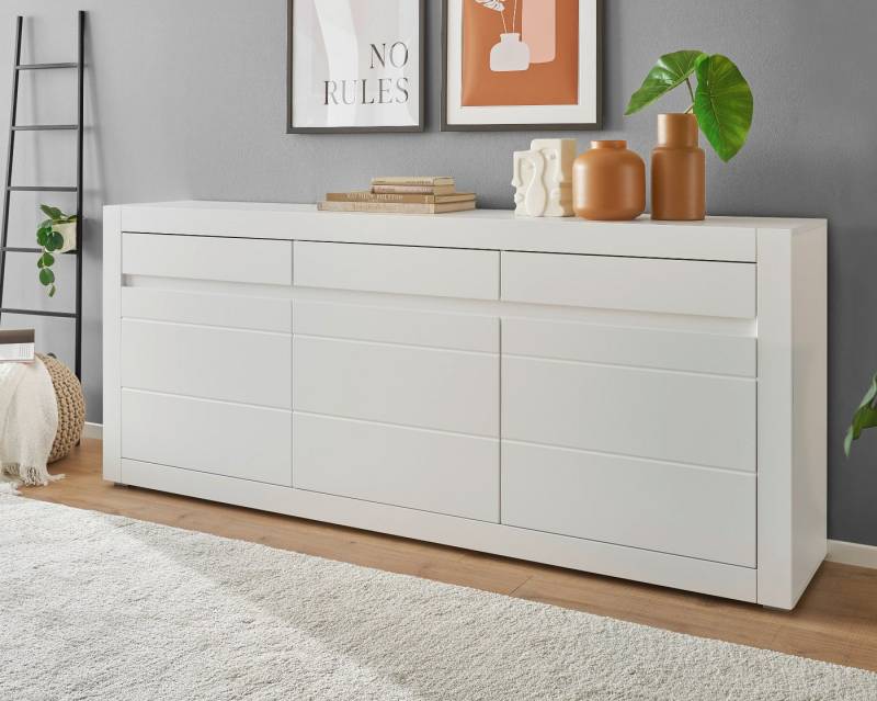 Furn.Design Sideboard Derby (Anrichte in weiß, Breite 217 cm, 3 Türen und 3 Schubladen), mit weiß oder Eiche, Soft-Close-Funktion von Furn.Design