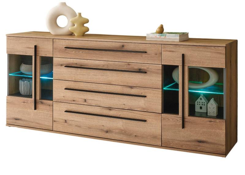 Furn.Design Sideboard Design-D (Anrichte in Evoke Eiche Dekor, 200 x 86 cm), mit Soft-Close-Funktion von Furn.Design