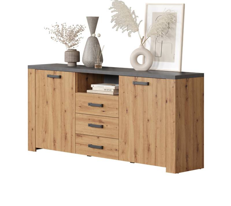 Furn.Design Sideboard Follow (Kommode in Artisan Eiche, 180 x 83 cm), mit viel Stauraum von Furn.Design