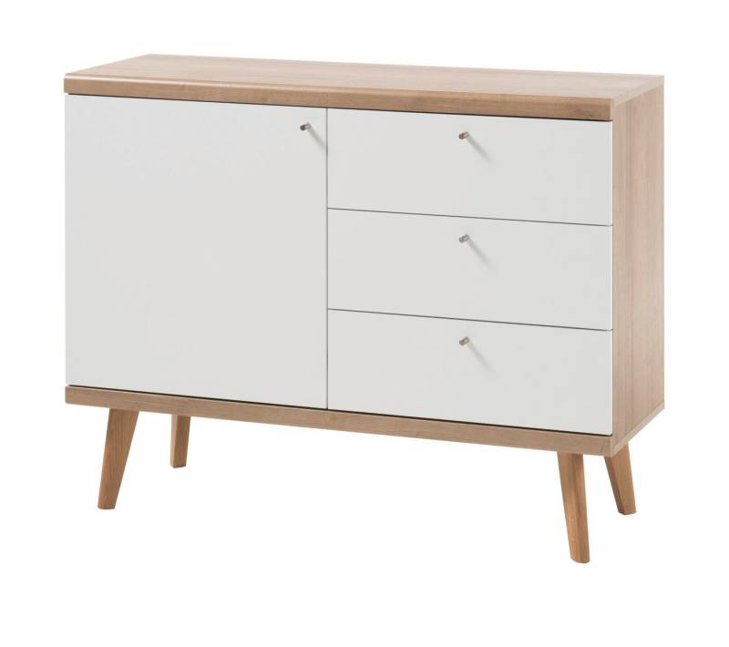 Furn.Design Sideboard Helge (Kommode in weiß und Eiche Riviera, 107 x 83 cm), skandinavisches Design von Furn.Design