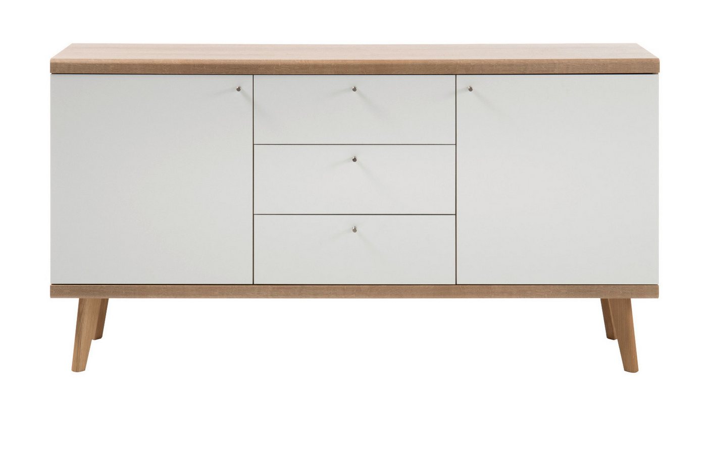 Furn.Design Sideboard Helge (Kommode in weiß und Eiche Riviera, 160 x 83 cm), skandinavisches Design von Furn.Design