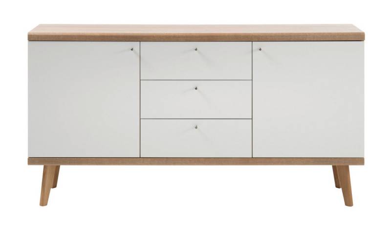 Furn.Design Sideboard Helge (Kommode in weiß und Eiche Riviera, 160 x 83 cm), skandinavisches Design von Furn.Design