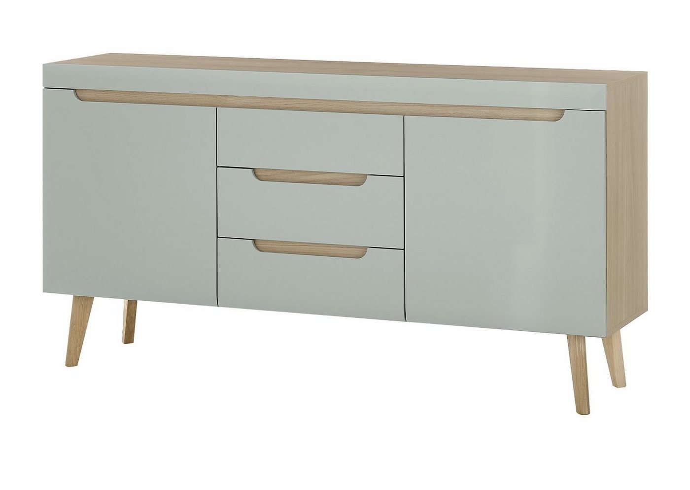 Furn.Design Sideboard Isgard (Anrichte in Pistazie und Scandi Eiche, 160 x 83 cm), mit Soft-Close-Funktion von Furn.Design