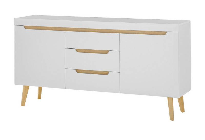 Furn.Design Sideboard Isgard (Kommode in weiß matt mit Scandi Eiche, 160 x 83 cm), Soft-Close-Funktion von Furn.Design