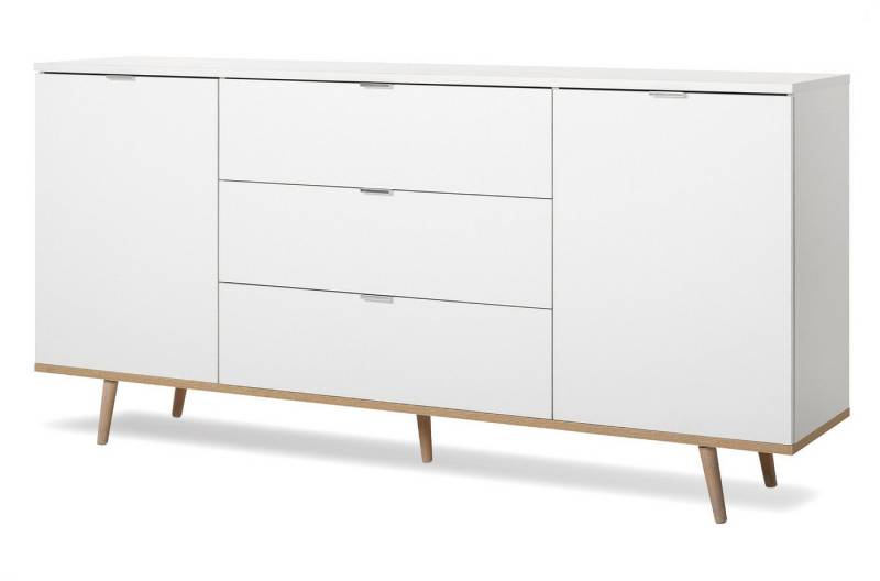 Furn.Design Sideboard Lundby (Kommode in weiß matt mit Eiche Sonoma, 180 x 87 cm), skandinavisches Design von Furn.Design