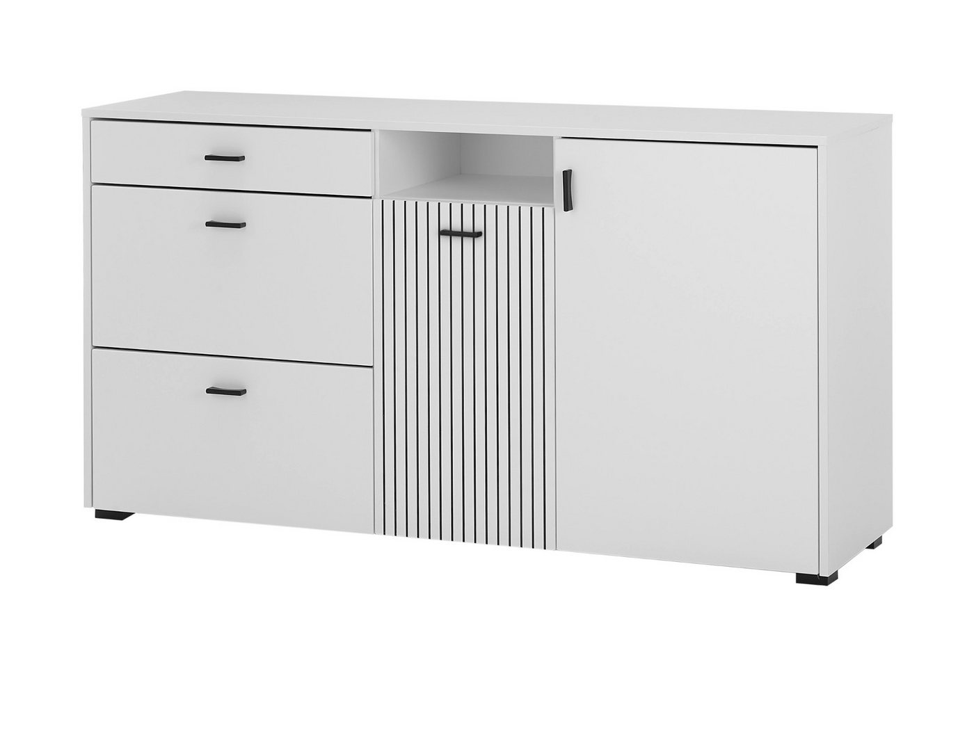 Furn.Design Sideboard Merced (Kommode in weiß mit schwarz, 150 x 80 cm), Soft-Close von Furn.Design