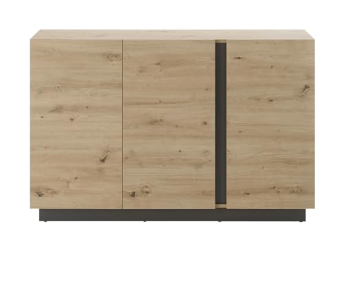 Furn.Design Sideboard in Eiche Artisan und grau Graphit Kommode Wohnzimmer Esszimmer Anrichte Mehrzweckschrank mit viel Stauraum 138 x 91 cm Louna (Kommode 2) von Furn.Design