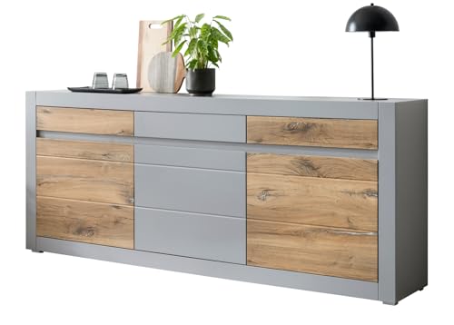 Furn.Design Sideboard in Platingrau matt und Zinneiche Wohn- und Esszimmer Kommode 217 x 90 cm, Tamaris von Furn.Design