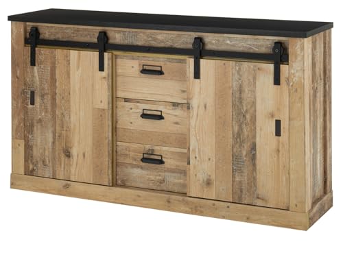 Furn.Design Sideboard in Used Wood hell und anthrazit Kommode 162 x 91 cm, Stove von Furn.Design