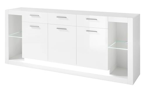 Furn.Design Sideboard in weiß Hochglanz Kommode Wohnzimmer Esszimmer Schrank Anrichte 198 x 83 cm Ladis (Kommode 2) von Furn.Design