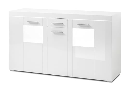 Furn.Design Sideboard in weiß Hochglanz Wohn- und Esszimmer Kommode 144 x 82 cm, Crucero von Furn.Design