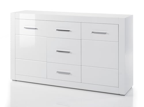 Furn.Design Sideboard in weiß Hochglanz, Wohn- und Esszimmer Kommode 164 x 97 cm, Carrara von Furn.Design