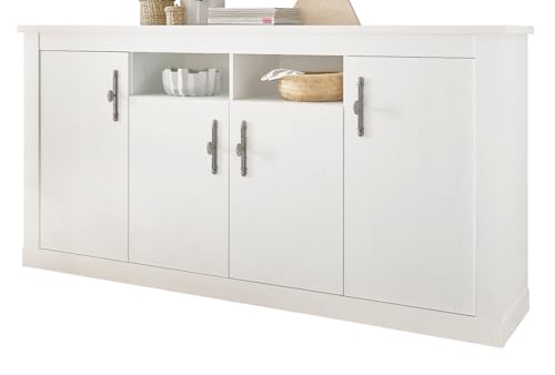 Furn.Design Sideboard in weiß Pinie Landhaus, Kommode 201 cm mit Soft-Close-Funktion, Fiastra von Furn.Design