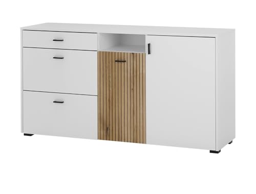 Furn.Design Sideboard in weiß matt und Evoke Eiche, Wohnzimmer und Esszimmer Kommode 150 cm, Merced Furn.Design Sideboard in weiß matt und Evoke Eiche, Wohnzimmer und Esszimmer Kommode 150 cm, Merced von Furn.Design