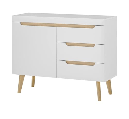 Furn.Design Sideboard in weiß matt und Scandi Eiche Kommode skandinavisch 107 x 83 cm, Isgard Furn.Design Sideboard in weiß matt und Scandi Eiche Kommode skandinavisch 107 x 83 cm, Isgard von Furn.Design