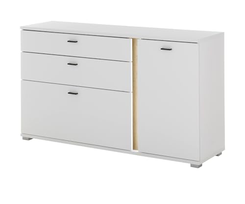 Furn.Design Sideboard in weiß matt und Wotan Eiche Kommode inklusive Frontbeleuchtung 150 cm, Bellport Furn.Design Sideboard in weiß matt und Wotan Eiche Kommode inklusive Frontbeleuchtung 150 cm, Bellport von Furn.Design
