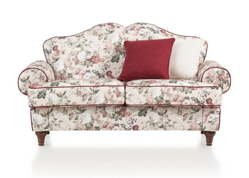 Furn.Design Sofa Elita, 2-Sitzer in beige mit Blumenmuster, Landhausstil, mit Bonell Federkern von Furn.Design