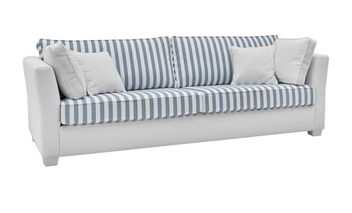 Furn.Design Sofa in Creme und blau, Landhaus Wohnzimmer Couch 3-Sitzer 240 cm, Hooge von Furn.Design