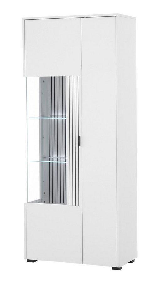 Furn.Design Standvitrine Merced (Vitrinenschrank in weiß mit schwarz, 75 x 180 cm) Soft-Close von Furn.Design